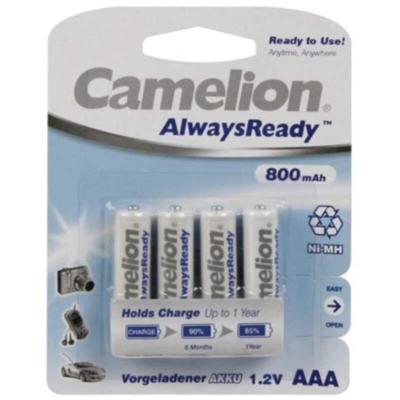 foto del prodotto nimh aaa 1,2 v-800 mah 4 scheda 'alwaysready '