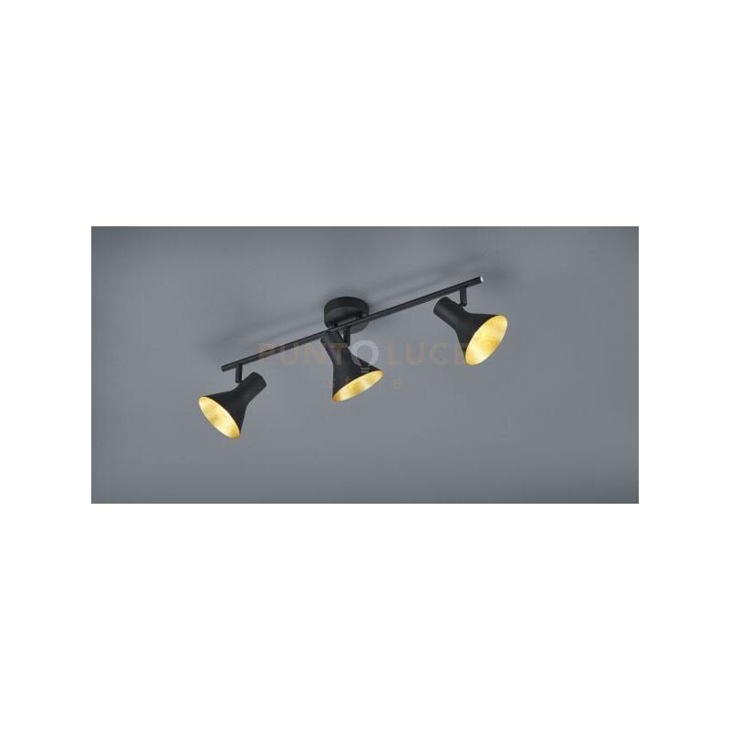 foto del prodotto nina barra 3 spots attacco e14 diffusori metallo nero oro 58cm