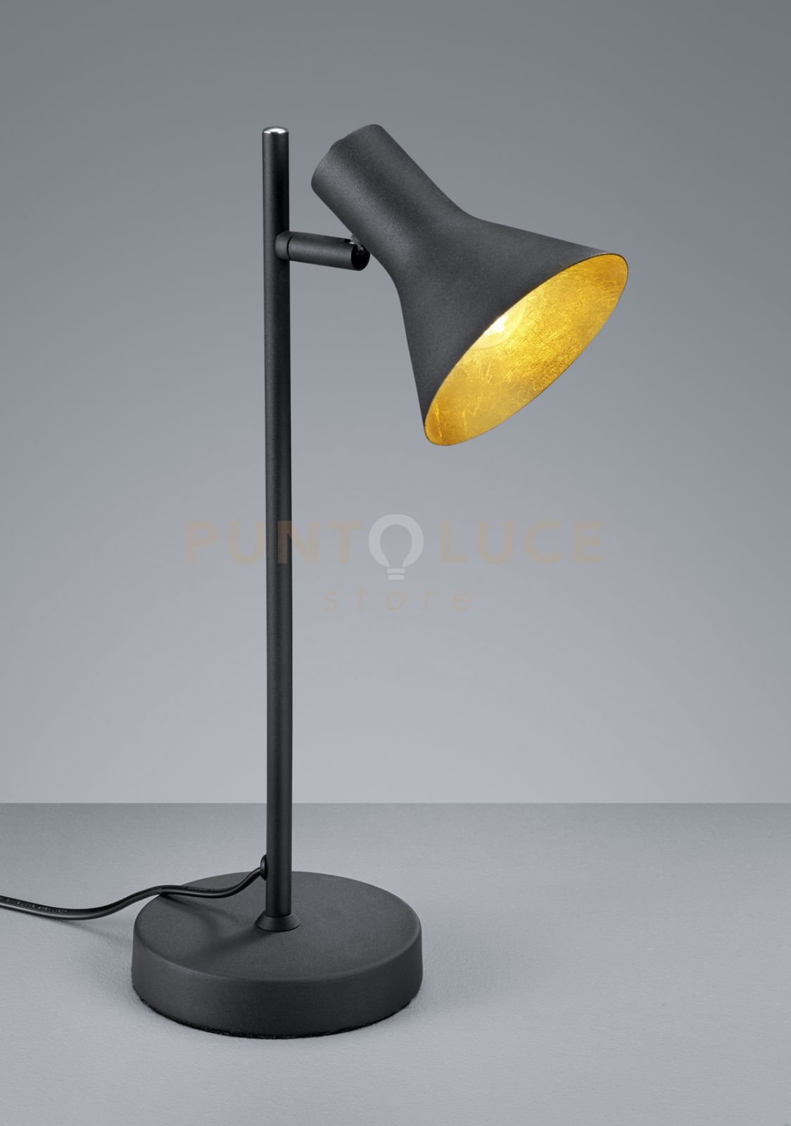 foto del prodotto nina lampada studio attacco e14 diffusore metallo nero + oro h.39cm