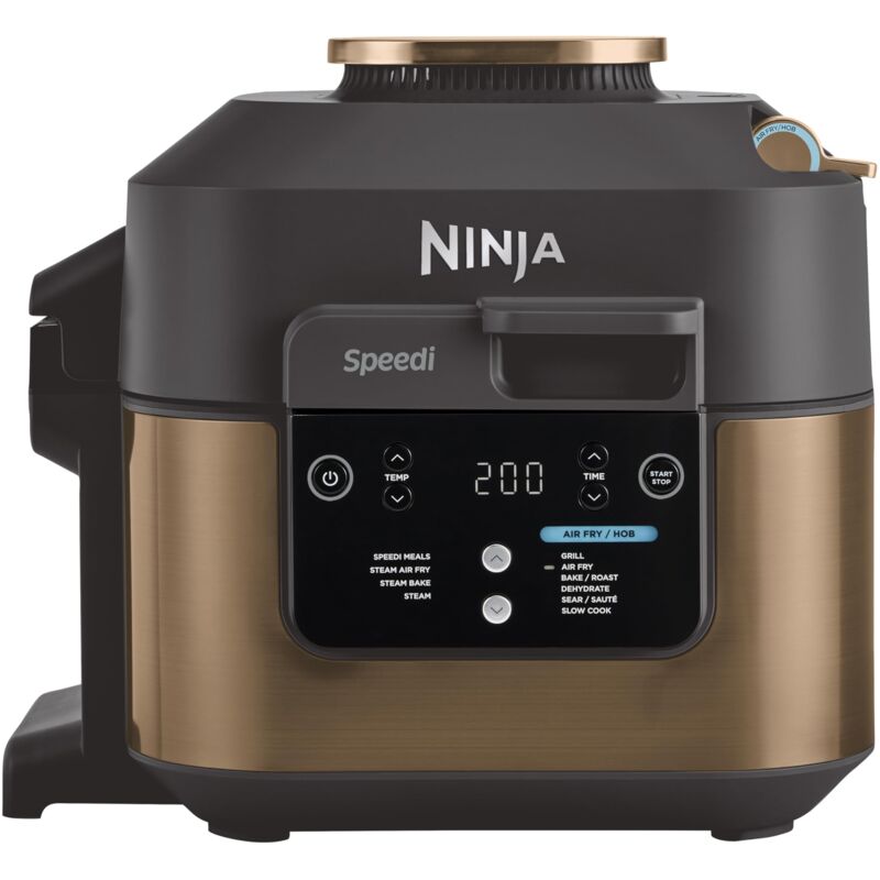 foto del prodotto ninja speedi pentola elettrica rapida 10 in 1, friggitrice ad aria, 5,7 l, pasti per 4 in 15 minuti, frittura ad aria e cottura al vapore, nero rame,