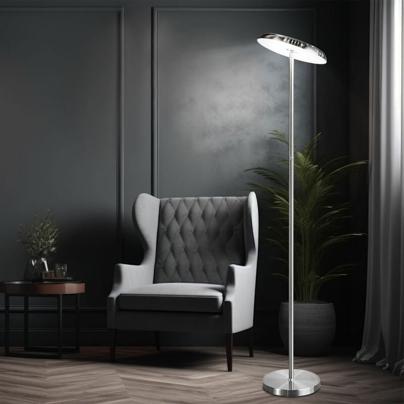 foto del prodotto nino lampada da terra lampada da terra, dimmer touch 3 livelli regolabile, lampada da soggiorno, metallo argentato, faretto mobile, led 21w 1700lm