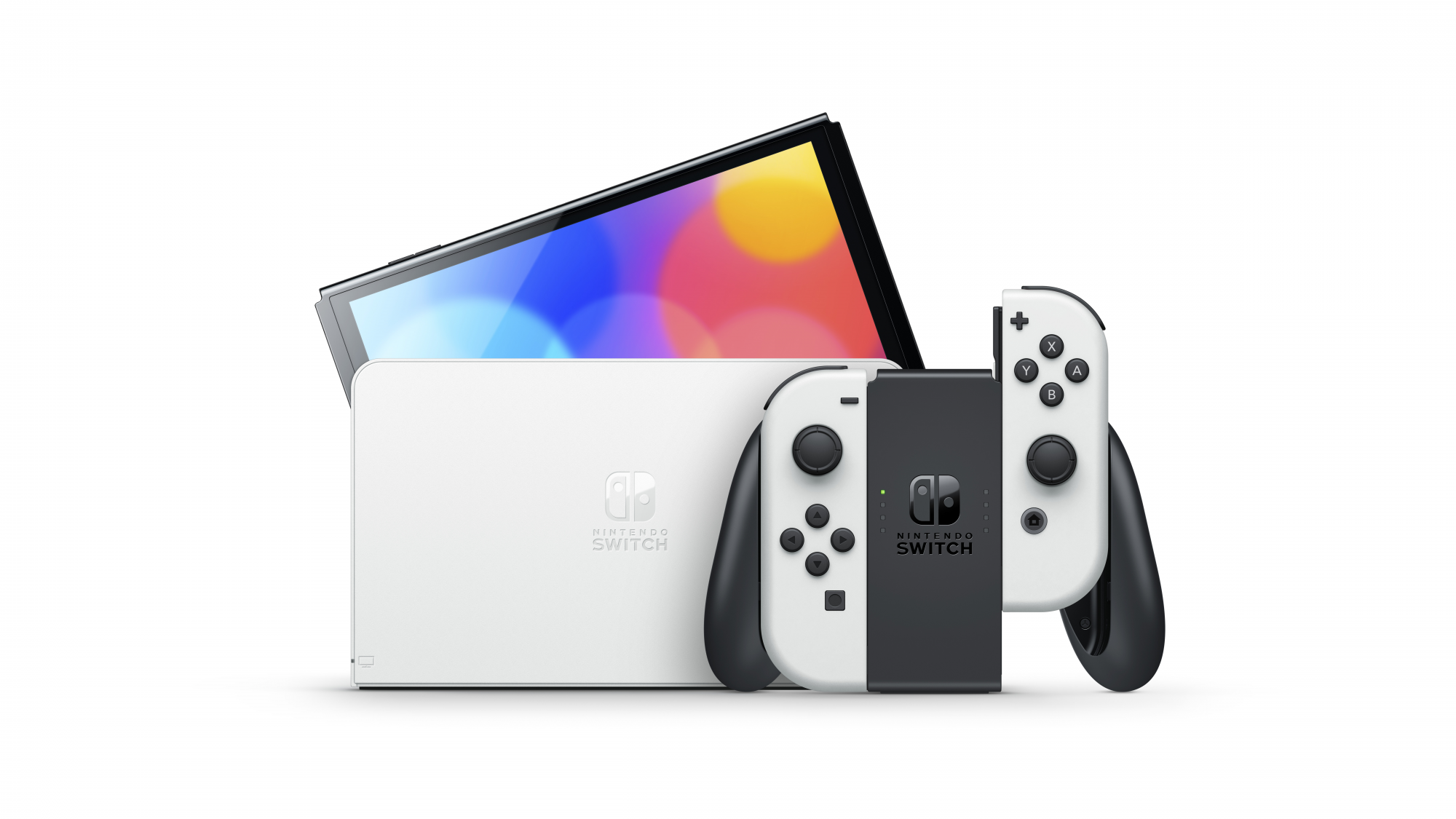 foto del prodotto nintendo switch modello oled bianco, schermo 7 pollici