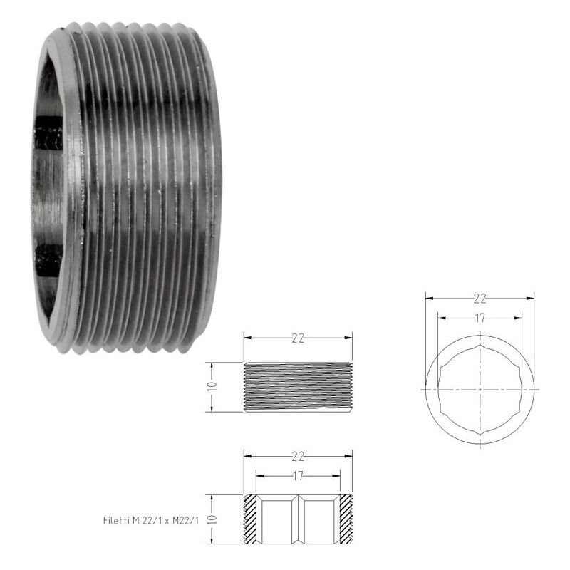 foto del prodotto niples nipplo cromato mm 22/1x22/1 474200oc