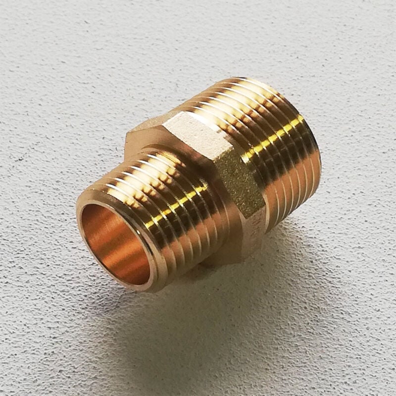 foto del prodotto niples nipplo doppia vite ridotta mm in ottone 3 4 x 1 2