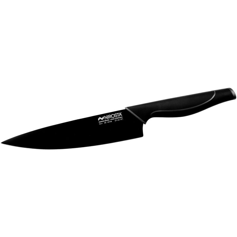 foto del prodotto nirosta coltello chef, linea wave in acciaio inossidabile con rivestimento antiaderente nero. lama