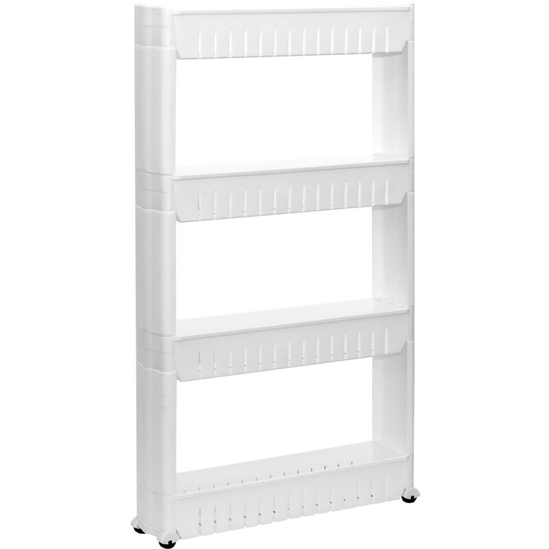 foto del prodotto nischenregal weiss 4 ablagen mit rollen