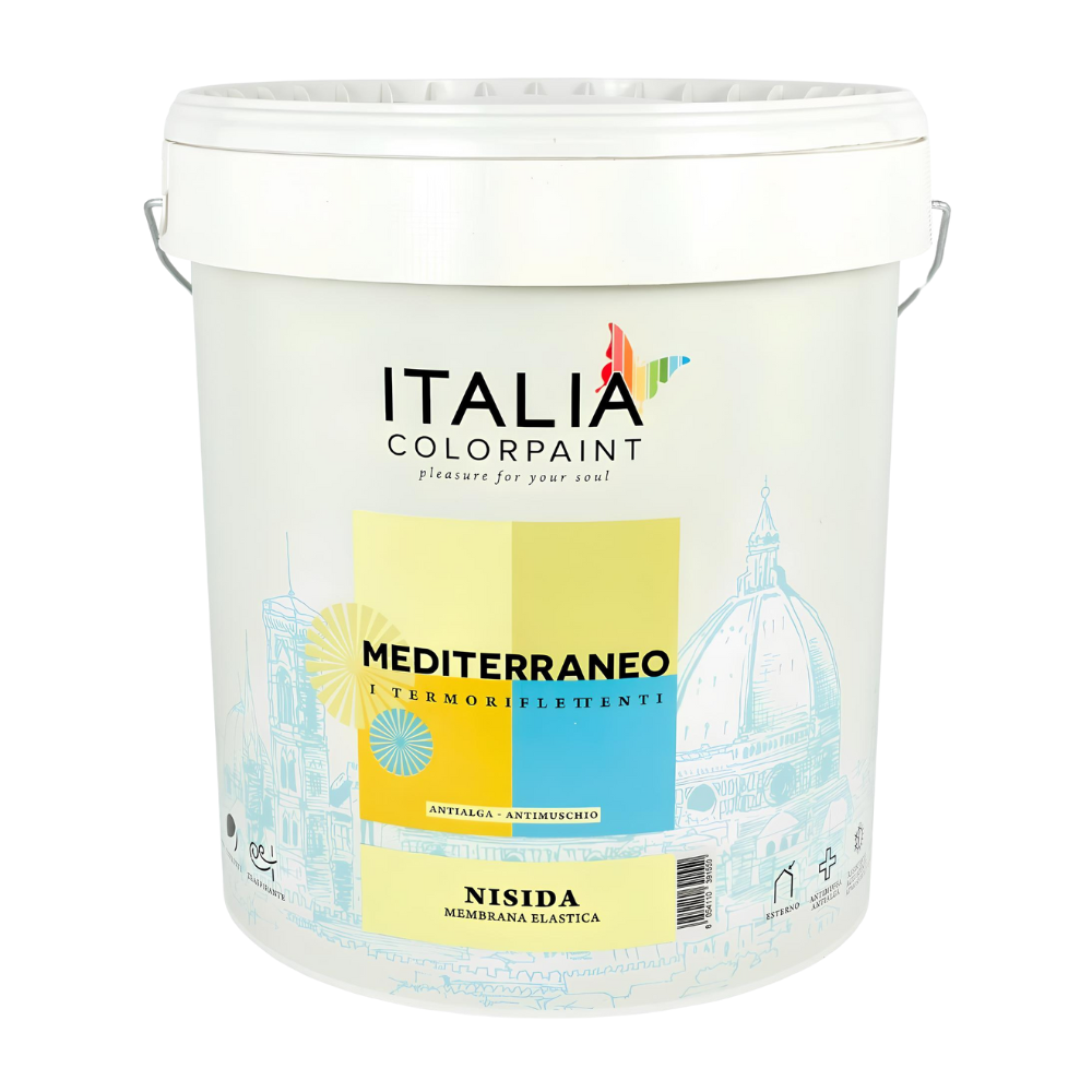 foto del prodotto nisida membrana elastica impermeabilizzante pedonabile termoriflettente antialga formato 13 lt, confezione 1