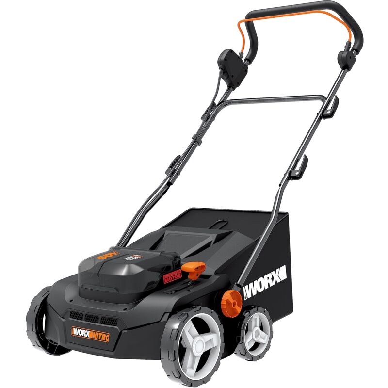 foto del prodotto nitro wg855e.9 scarificatore a batteria e ventilatore da prato, fino a 400 , larghezza di lavoro 36 cm, motore brushless, 4 livelli di regolazione