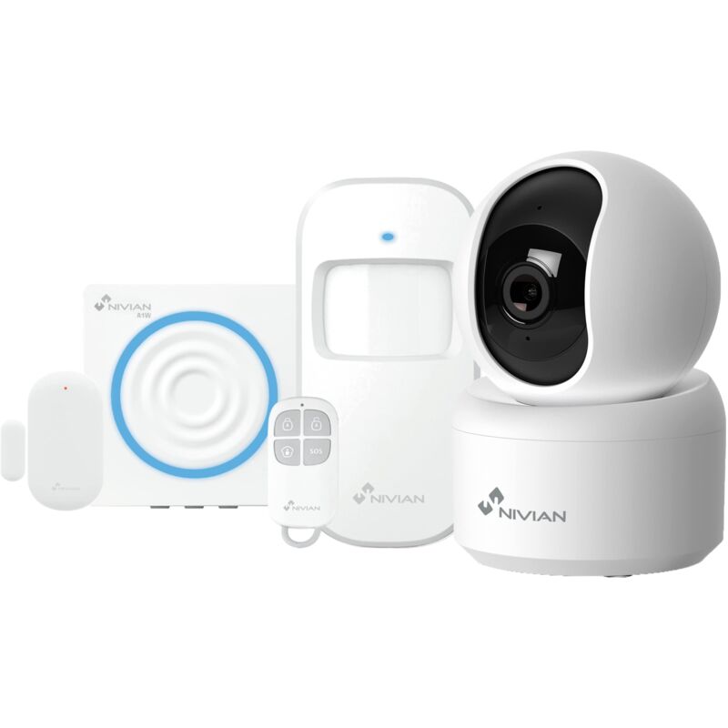 foto del prodotto nivian sistema di allarme per casa e azienda senza canone mensile kit allarme wifi con controllo remoto tramite app tuya funzione sos installazione