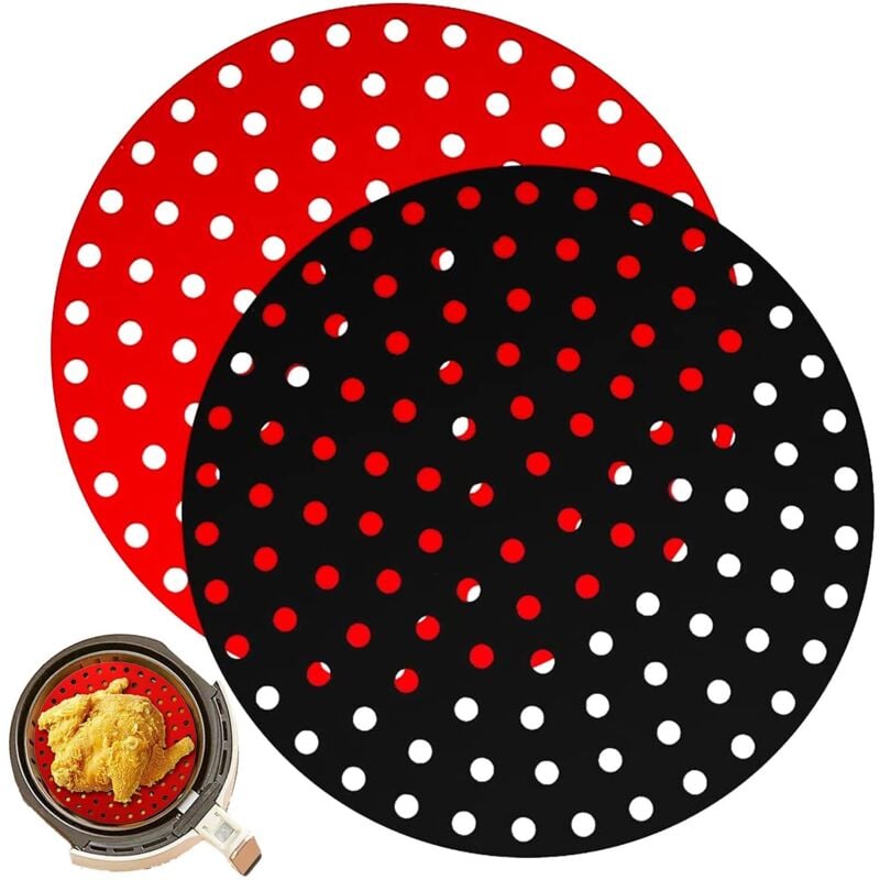 foto del prodotto nk 2 pezzi tappetino friggitrice ad aria riutilizzabili carta forno silicone airfryer liner, antiaderente, accessori per friggitrice senza