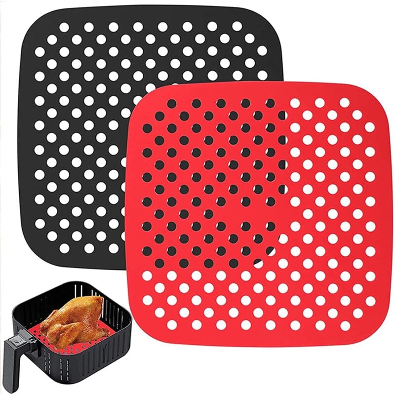 foto del prodotto nk 2 pezzi tappetino friggitrice ad aria riutilizzabili carta forno silicone airfryer liner, antiaderente, accessori per friggitrice senza