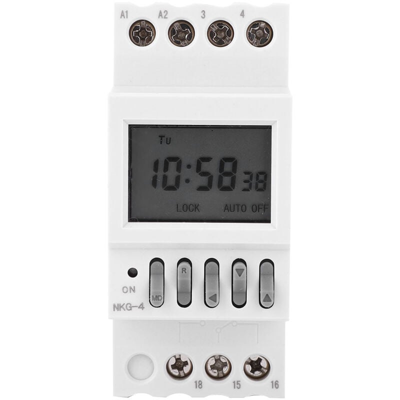 foto del prodotto nkg 4 interruttore di ritardo programmabile su guida din ac220v 3a interruttore di controllo del tempo