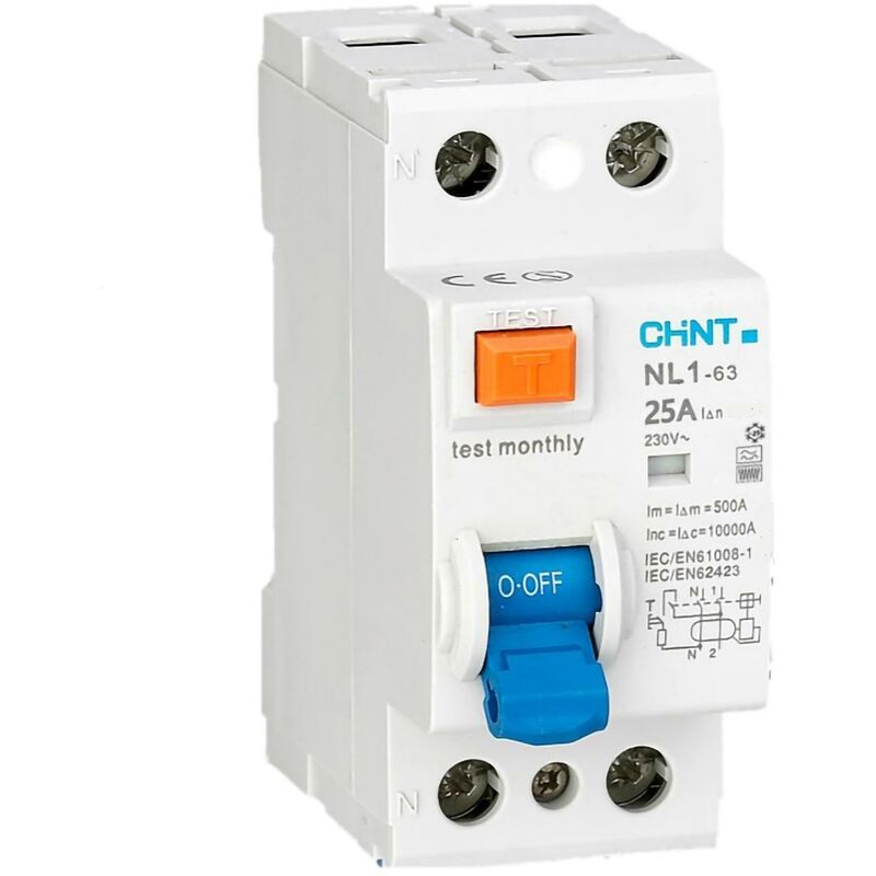 foto del prodotto nl1 63 63 2p f30 interruttore differenziale puro 2p 63a 30ma 10ka tipo f 263719 chint