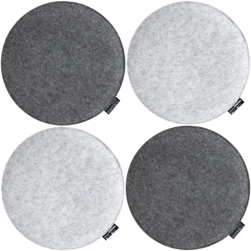 foto del prodotto no brand 4 cuscini di feltro per sedie 35x3 cuscino di seduta tondo soft bicolore grigio