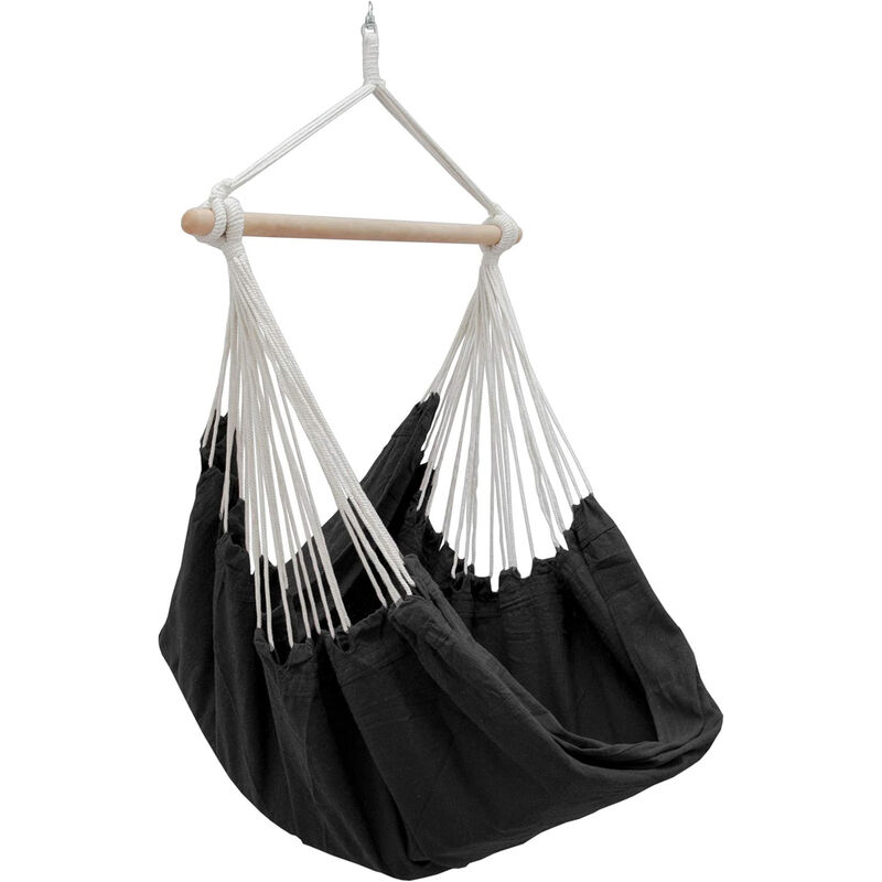 foto del prodotto no brand amanka amaca per sedersi 2 persone 150kg sedile sospeso a 2 posti poltrona di cotone 185x130cm incl perno girevole 360 nero
