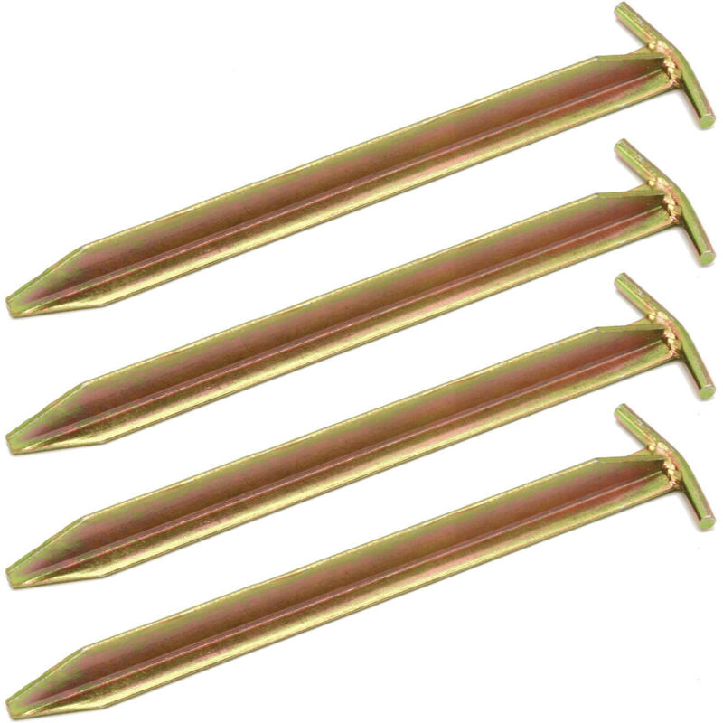 foto del prodotto no brand amanka set di 4 picchetti acciaio zincato 300x25mm lunghi forma di t per ancorare grandi tende da campeggio su suoli duri