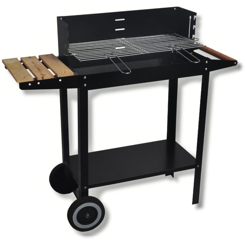foto del prodotto no brand barbecue a carbone in acciaio con ripiano laterale in legno 85,2x36xh82,7 cm