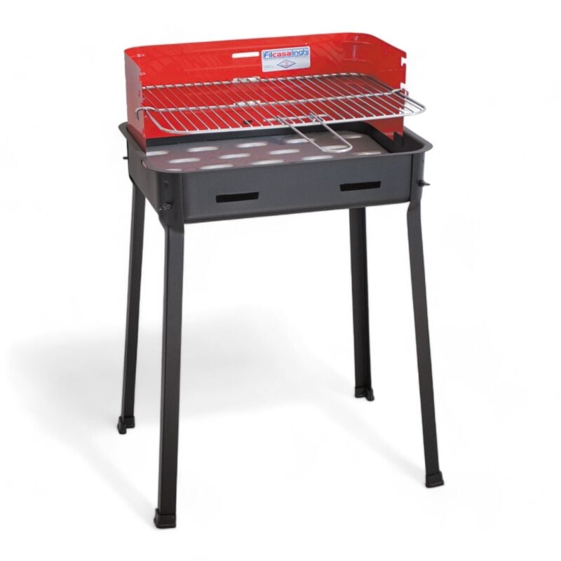foto del prodotto no brand barbecue a carbonella medio 45x30x85h in acciaio verniciato con griglia regolabile cromata e paravento resistente