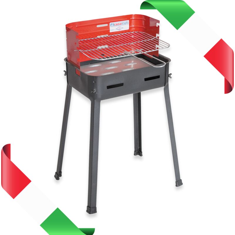 foto del prodotto no brand barbecue a carbonella piccolo 35x25x65h acciaio verniciato griglia cromata regolabile tre posizioni paravento gambe viti farfalla