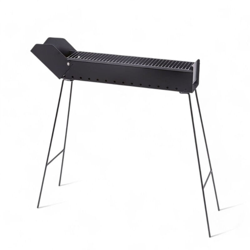 foto del prodotto no brand barbecue a carbonella portatile richiudibile cm 80x14x65h in ferro verniciato con piedini stabili per cottura spiedini