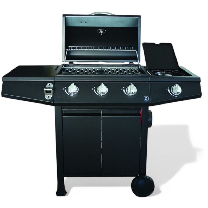 foto del prodotto no brand barbecue a gas 3 bruciatori fornello laterale con struttura in acciaio nero mini