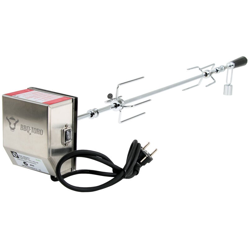 foto del prodotto no brand bbq toro set di spiedi per barbecue, 90 cm, incl. motore in acciaio inox, 220v 240v, 2x aghi per carne spiedi rotanti
