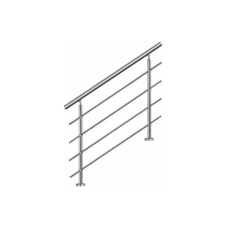 foto del prodotto no brand bc elec ahm1004 corrimano per scale 100 cm, balcone, balaustra, ringhiera in acciaio inox con 4 traverse, installazione piana o inclinata