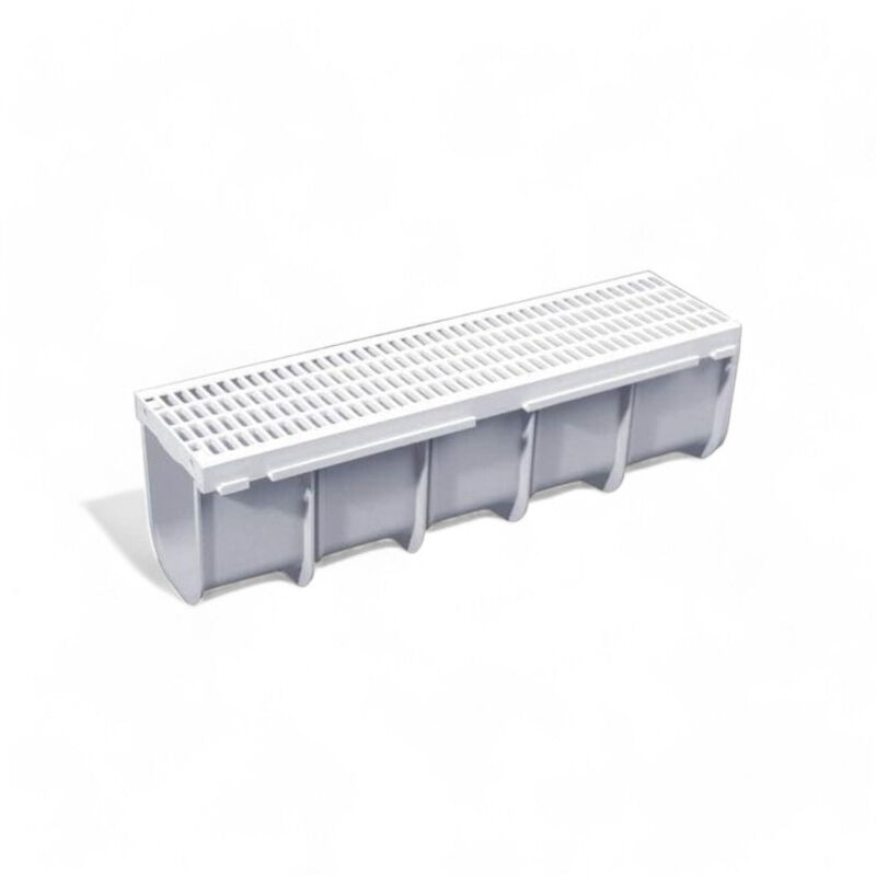 foto del prodotto no brand canaletta drenaggio in polipropilene grigio con griglia per deflusso acque piovane 50x13x14 cm