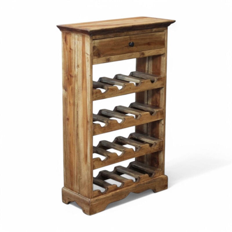 foto del prodotto no brand cantinetta portabottiglie rettangolare fisso marrone in legno massello di mogano 55x23xh85 cm
