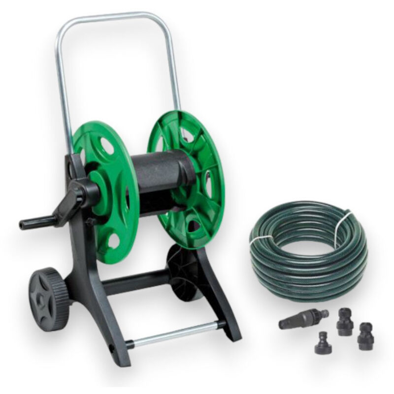 foto del prodotto no brand carrello avvolgitubo da giardino completo con 20 mt di tubo e raccordi rapid plus
