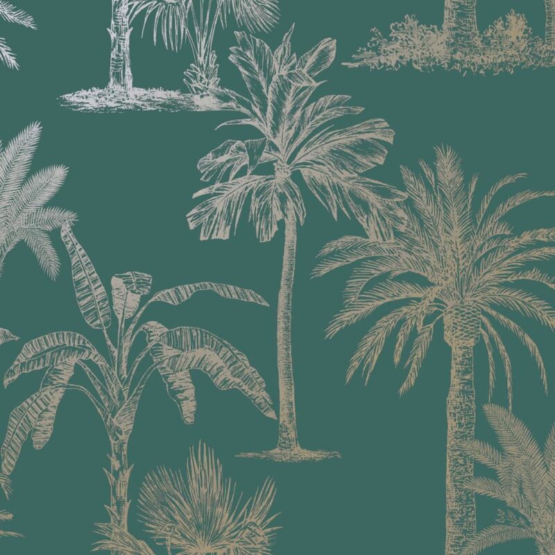 foto del prodotto no brand carta da parati alberi tropicali verde t argento dutch wallcoverings