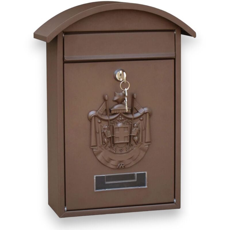 foto del prodotto no brand cassetta postale 21x6x31 cm in metallo verniciato marrone con tettuccio
