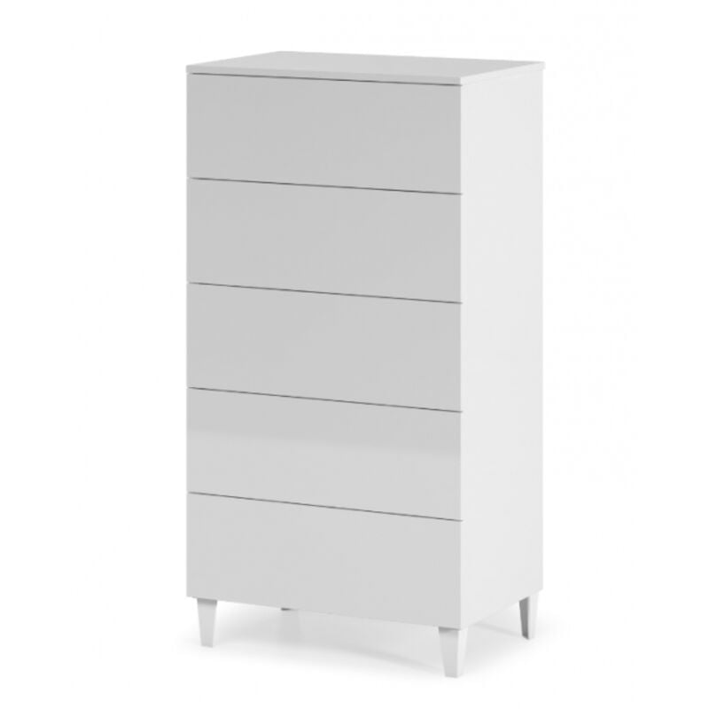 foto del prodotto no brand - cassettiera, settimanale a 5 cassetti, mobile comò per camera da letto, settimanale moderno, cm 61x40h117, bianco