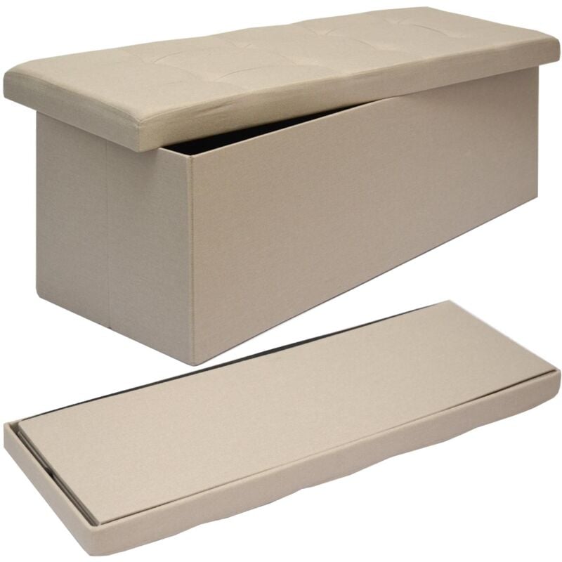 foto del prodotto no brand dunedesign ottomana xxl pieghevole 110x38x38cm incl 2 pareti divisorie 120l panca contenitore cassapanca imbottita beige