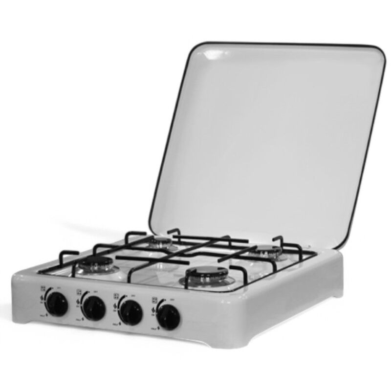 foto del prodotto no brand fornello a gas in acciaio 4 fuochi con bruciatore in lega sparti fiamma e griglia 49x49x13 cm
