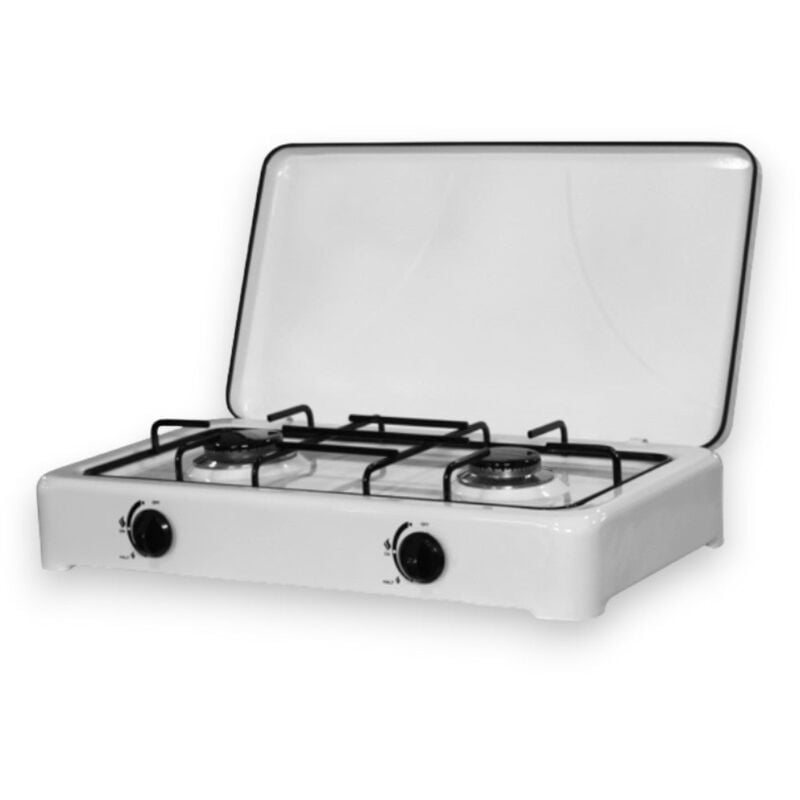 foto del prodotto no brand fornello cucina portatile a gas 2 fuochi in acciaio 58x31x13 cm