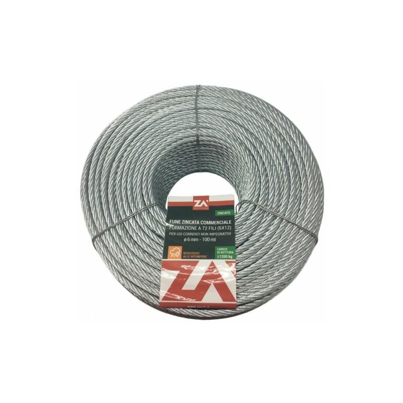foto del prodotto no brand fune acciaio commerciale 72f d 6 mm 100 mt