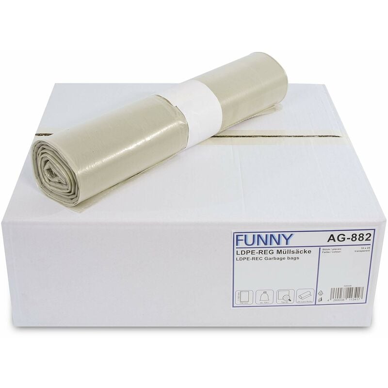 foto del prodotto no brand funny sacchi della spazzatura in ldpe polietilene a bassa densit rigenerato, in rotolo, tipo 60, 1 x 250 pezzi, 120 l, colore 