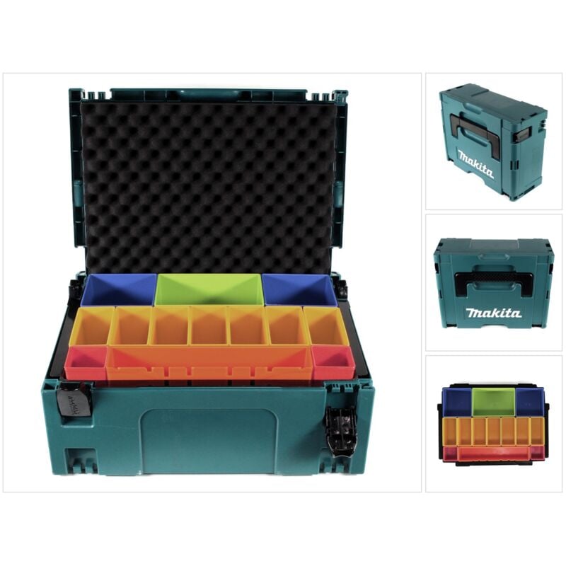 foto del prodotto no brand makita makpac 2 valigetta sistema inserto scatola con scatole colorate p 83652 inserto coperchio in schiuma
