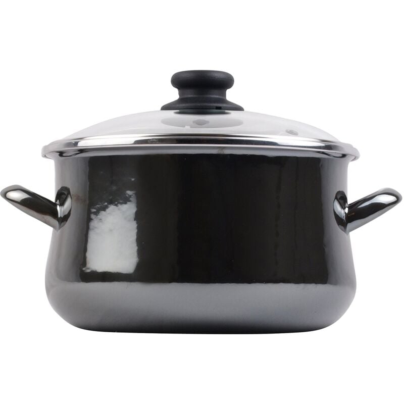 foto del prodotto no brand megafesa glass pentola con coperchio, diametro 24 cm, color nero crystal