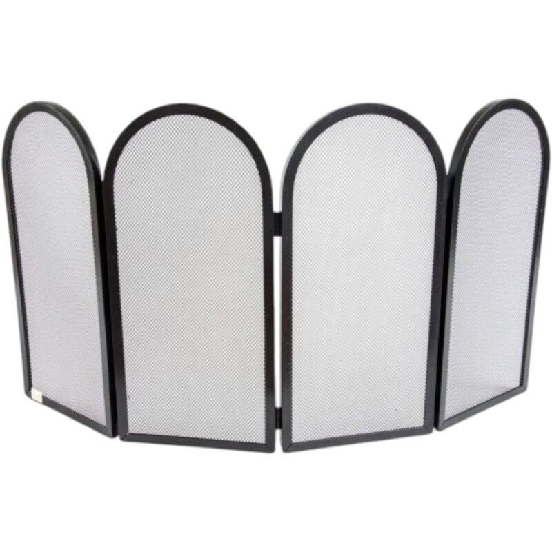 foto del prodotto no brand parascintille camino quattro ante archi in ferro battuto nero 95x50 cm protezione sicurezza arredamento elegante