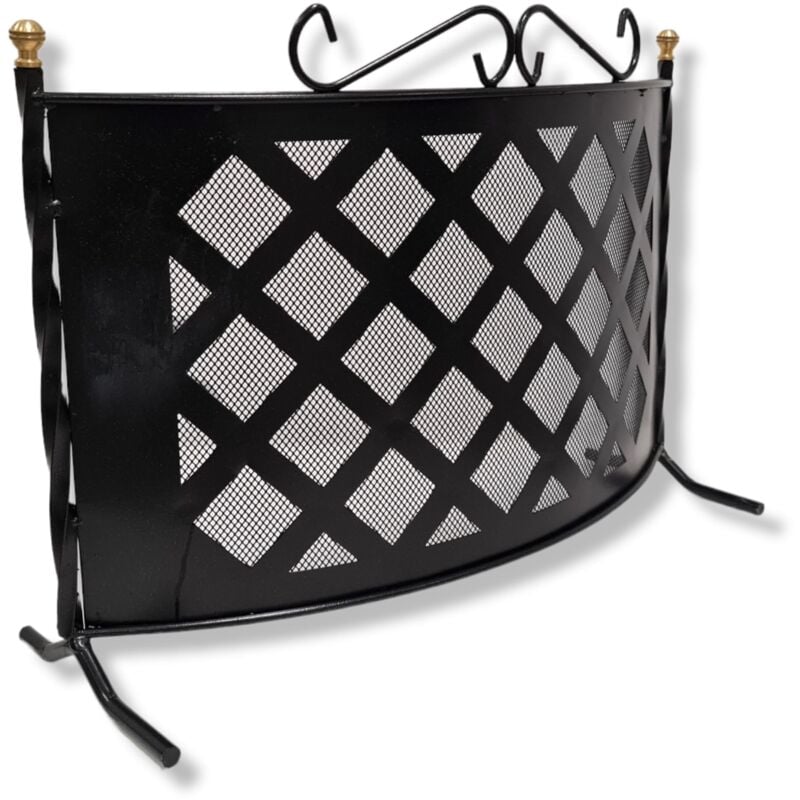 foto del prodotto no brand parascintille fisso curvo in ferro battuto verniciato di grandi dimensioni protezione camino 70x55 cm resistenti e eleganti