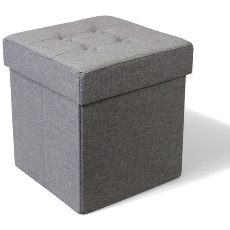 foto del prodotto no brand pouf contenitore quadrato in stoffa grigio 38x38xh40 cm