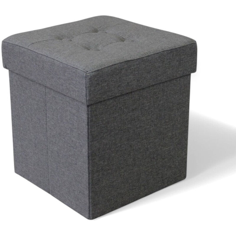 foto del prodotto no brand pouf contenitore quadrato in stoffa grigio scuro 38x38xh40 cm