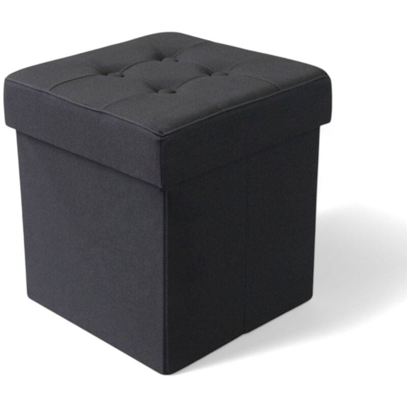 foto del prodotto no brand pouf contenitore quadrato in stoffa nero 38x38xh40 cm