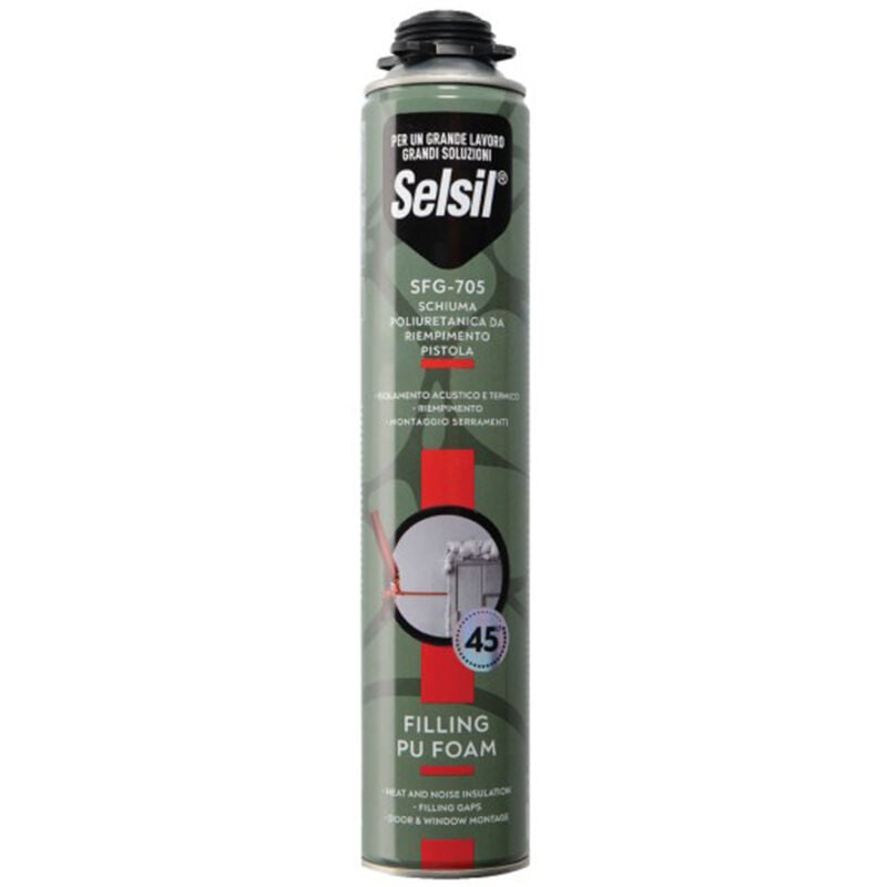 foto del prodotto no brand schiuma rapida poliuretanica uso manuale o con pistola 750ml sfg sfm selsil, pistola 