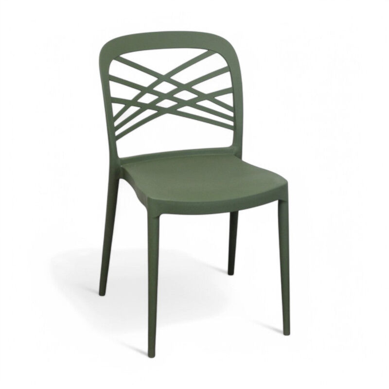 foto del prodotto no brand sedia in resina senza braccioli con schienale design intrecciato impilabile per giardino harmoni verde