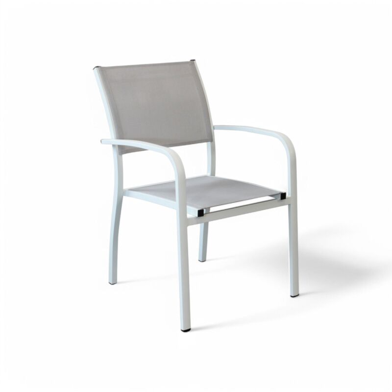 foto del prodotto no brand sedia poltrona in alluminio con braccioli e schienale moderno elegante peco bianco
