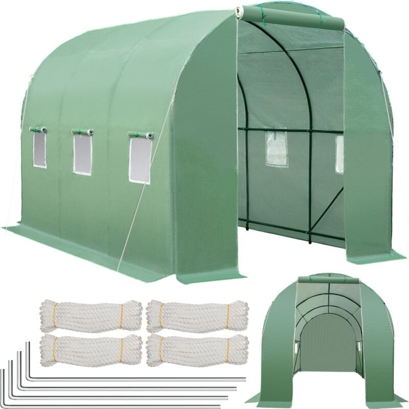 foto del prodotto no brand serra a tunnel rivestita in plastica con 6 finestre 343 x 200 x 200 cm letto caldo, serra per pomodori, serra per terrazza