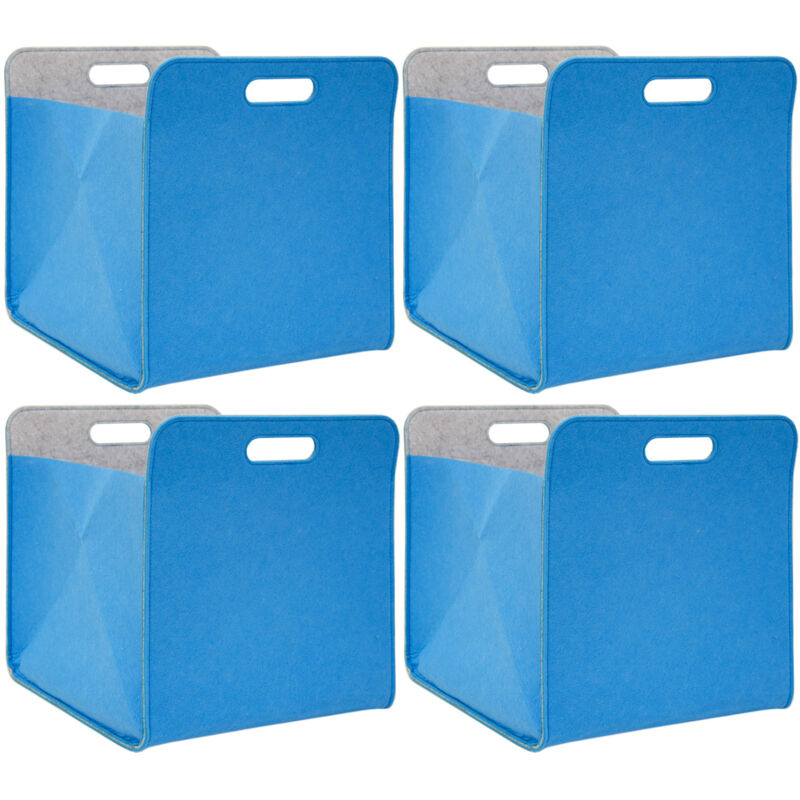 foto del prodotto no brand set di 4 scatole di feltro 33x33x38 cm cesto borsa per scaffali ikea kallax blu